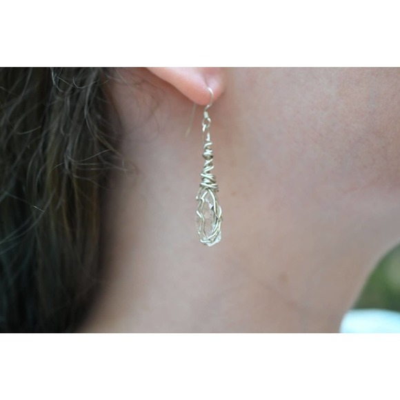 Large Dangle Earrings, Wire Wrapped Earrings, sterling silver, Gift for … - Picture 1 of 8